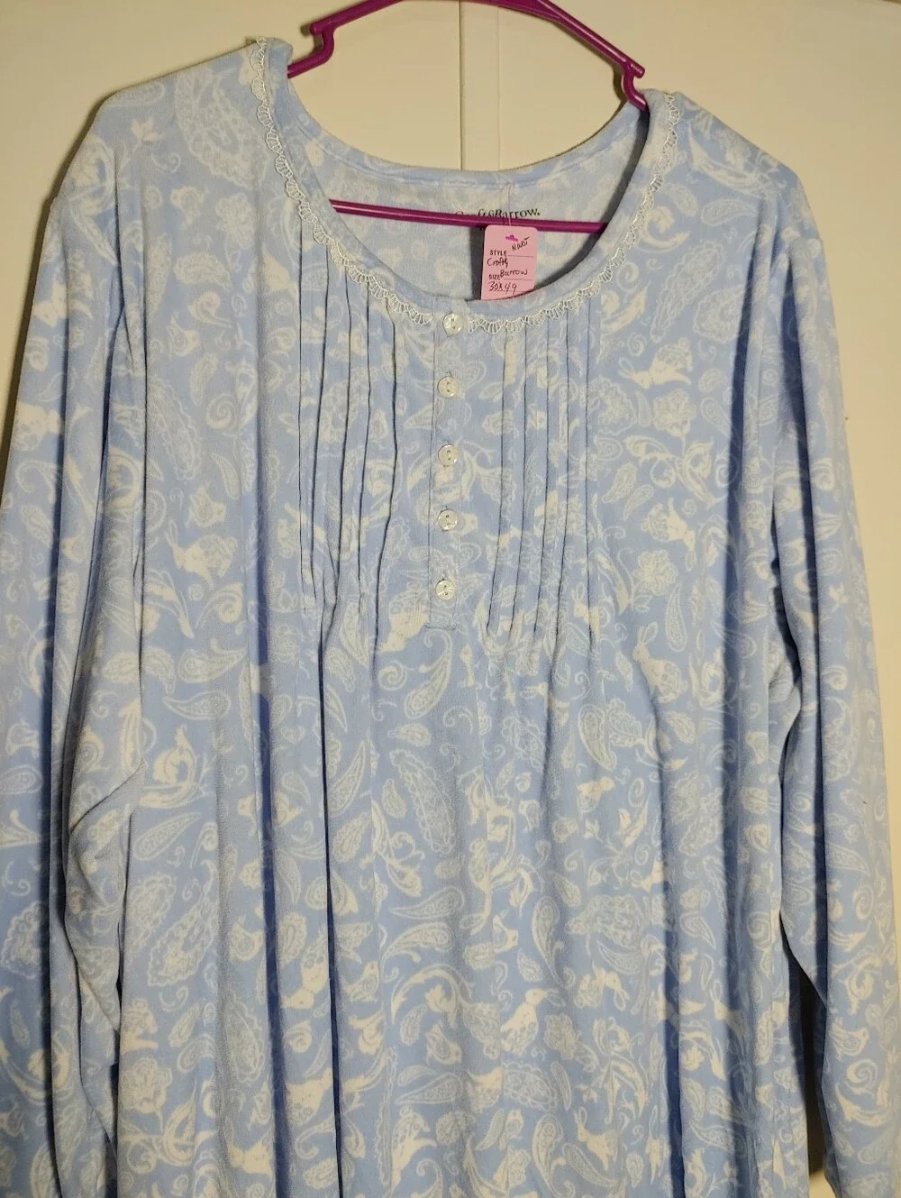 NWOT Beautiful Croft& Barrow 2X Periwinkle Super Soft Velour Nightgown